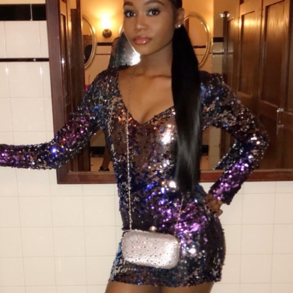 Sequin body con mini dress